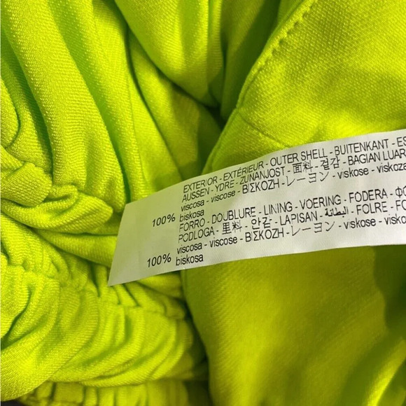 New Zara ruched keyhole bodycon dress in lime neon yellow green size S - Picture 6 of 7